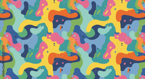 Colorful Abstract Camouflage Pattern with Organic Shapes