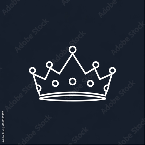Simple White Crown Icon on Dark Background.