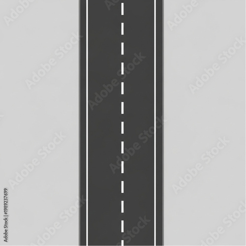 Straight Asphalt Highway Road with White Markings.