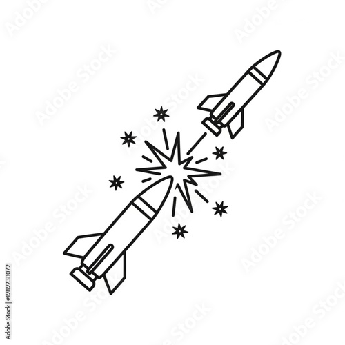 Missiles in Flight with Explosion Impact.