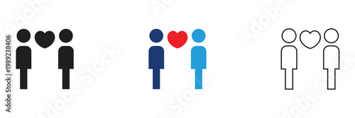 Friendship Relationship  Icon . Modern flat icon set illustrating friendship, relationships, and social interactions including group, love, chat, support, and community symbols. 