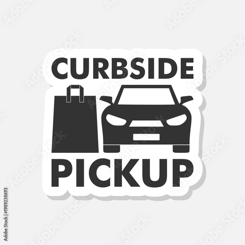 Curbside Pickup icon sticker isolated on gray background