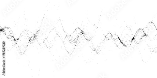 Grunge texture with wavy lines and particles on white background vector graphic