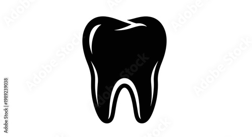 Black Tooth Icon on White Background - Dental Care Symbol