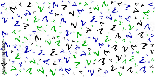 Question mark seamless pattern. Repeating interrogation patern. Hand drawn black simple icon on white sample background. Repeated modern wallpaper for design prints. Repeat swatch.