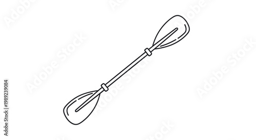 Line Art Kayak Paddle Isolated on White Background