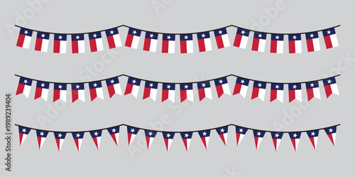 Seamless Texas Flag Party Bunting Border Background – Flat Design Illustration