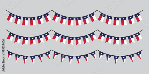 Seamless Texas Flag Party Bunting Border Background – Flat Design Illustration