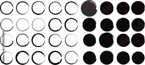Arrangement of black and white oval shapes in a grid pattern