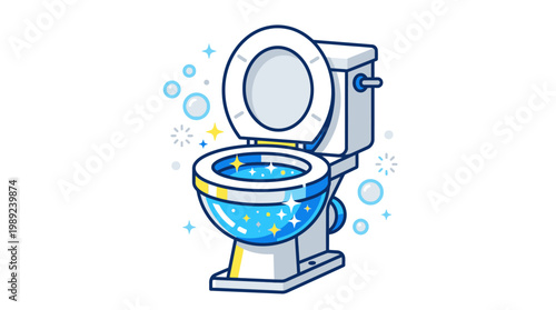 Toilet Bowl with Bubbles and Water.