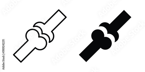 Human knee bone joint icon set, isolated on white background flat vectors