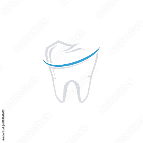 Illustration of Tooth with Blue Strip.