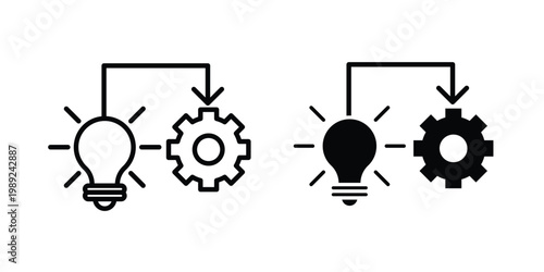 Implementation icon set, isolated on white background flat vectors