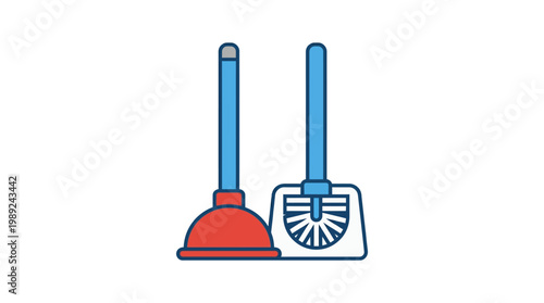 Toilet Brush and Plunger Set.