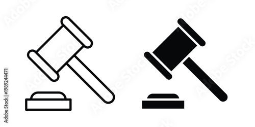 law gavel icon set, isolated on white background flat vectors