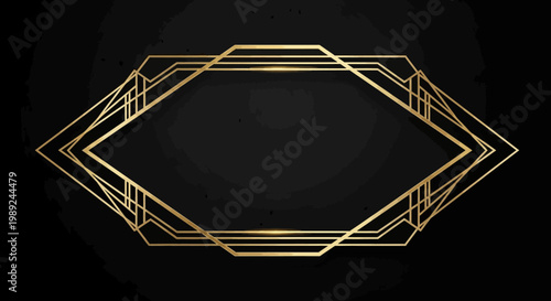 Art Deco Gold Geometric Frame on Dark Background