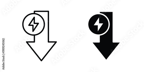 Bilde på lerret Low electricity consumption icon set, isolated on white background flat vectors