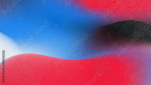 Abstract grainy gradient background, vibrant red and blue blurred texture, retro lo-fi aesthetic wallpaper with soft noise and organic shapes