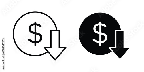 Cuadro en lienzo Lower cost icon set, isolated on white background flat vectors