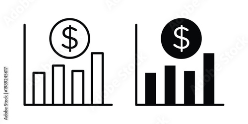 Market prediction icon set, isolated on white background flat vectors