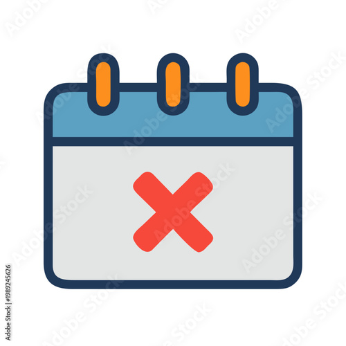 Calendar with a red cross symbol on a black background representing cancellation