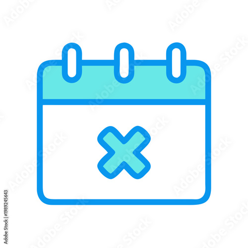 Blue cancellation calendar icon on a black background, symbolizing appointment deletion