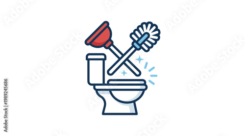 Toilet Plunger and Brush Cleaning Tools.