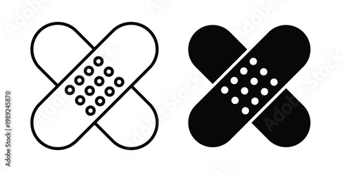 Medical patch icon set, isolated on white background flat vectors
