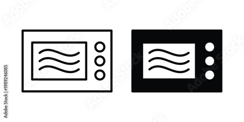 Microwave icon set, isolated on white background flat vectors