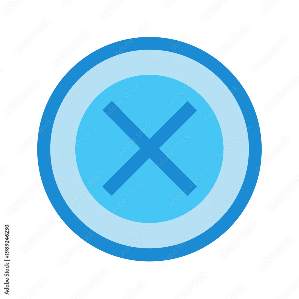 Obraz premium Blue cross symbol in circle icon design for error or close button