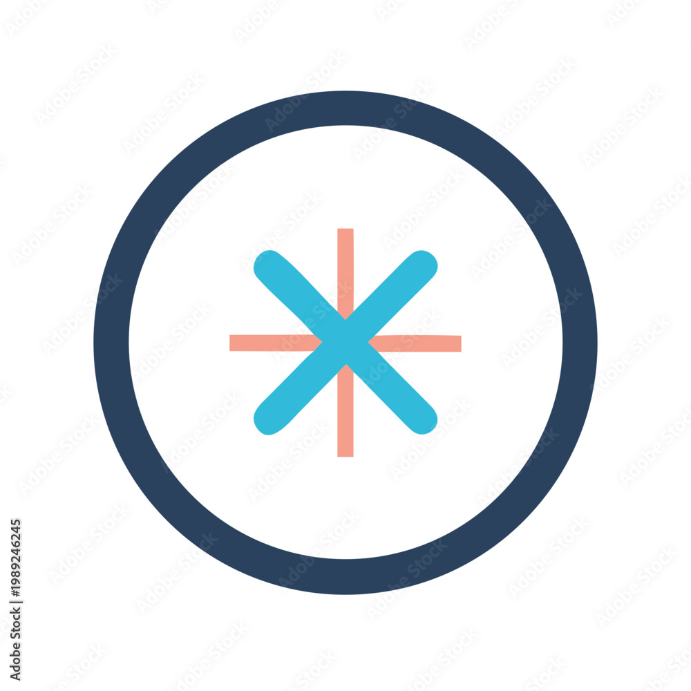 Obraz premium Abstract icon of snowflake design in a circle on black background