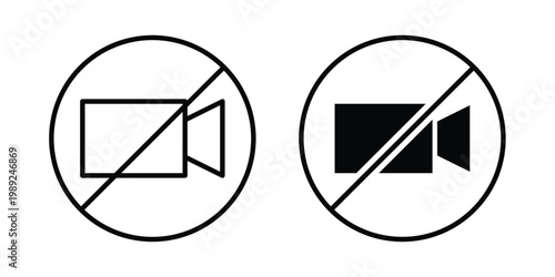 No recording icon set, isolated on white background flat vectors