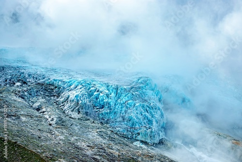Abstract glacier texture with ice patterns and soft colors, natural background Mont Blanc Monte Bianco Alps mountain in Europe 

