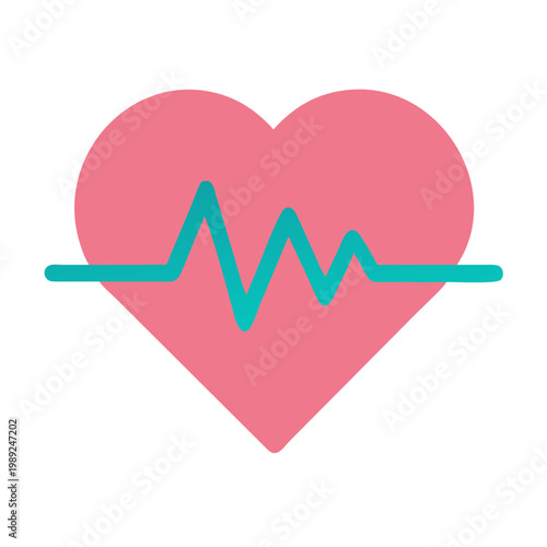 Minimalist heart with heart rate line for health or medical concepts isolated