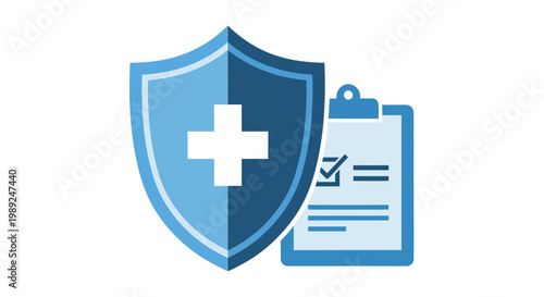 Medical Insurance Shield and Clipboard Icon