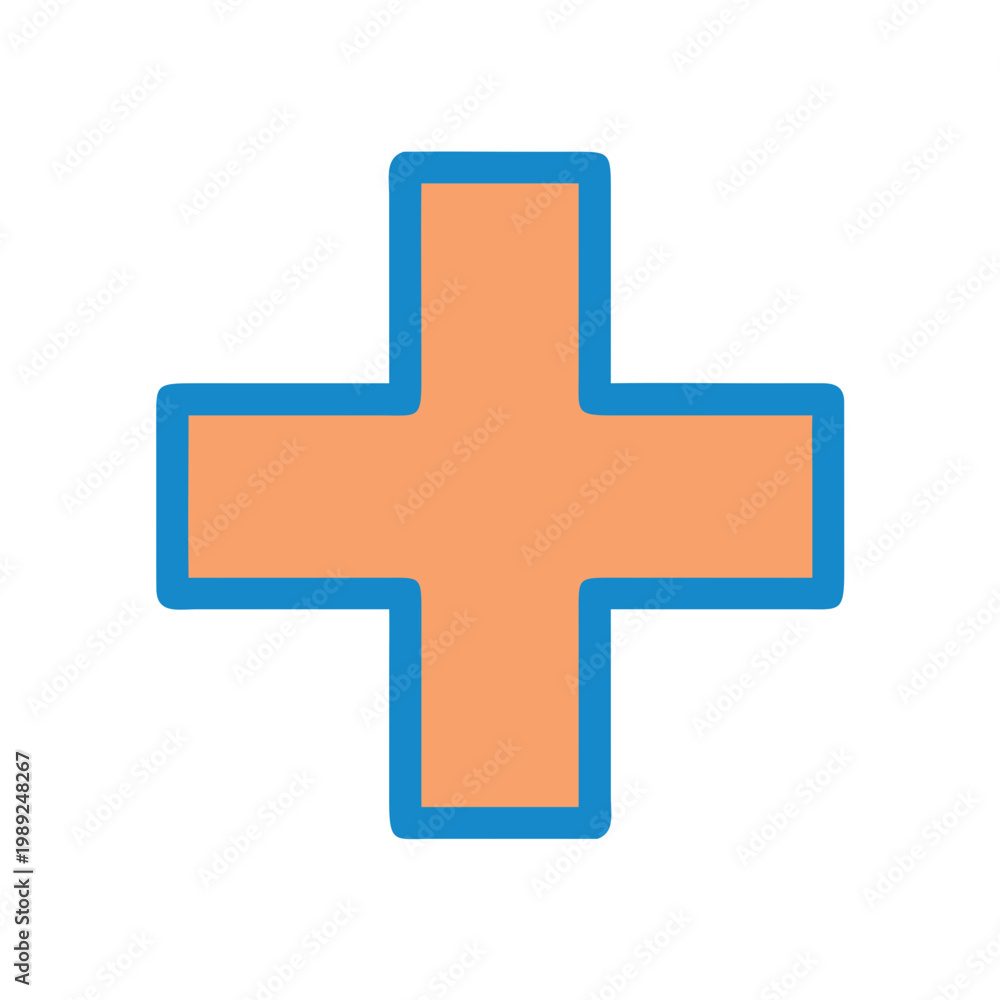 Obraz premium Graphic Plus Sign Symbol with Blue Outline on Black Background for Medical or Math