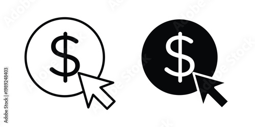 Pay per click icon set, isolated on white background flat vectors