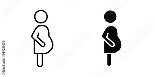 Pregnancy icon set, isolated on white background flat vectors