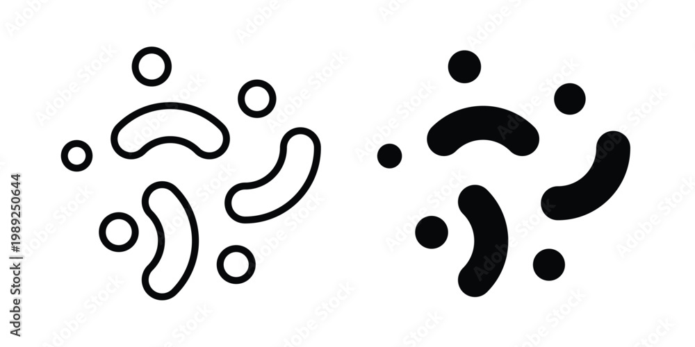 Naklejka premium Probiotics bacteria icon set, isolated on white background flat vectors