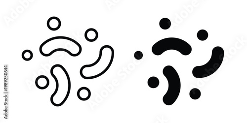 Probiotics bacteria icon set, isolated on white background flat vectors