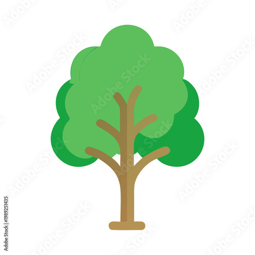 Stylized tree illustration with layered foliage and brown trunk against black background