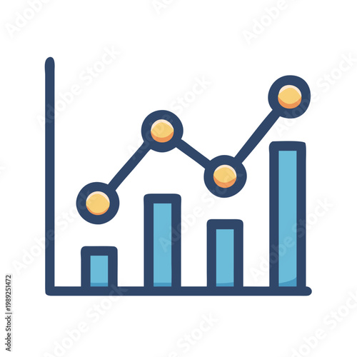 Growing business graph icon with upward trend indicating positive financial growth