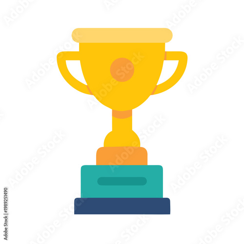 Stylized Gold Trophy Icon Symbolizing Victory, Achievement, and Success, Flat Design