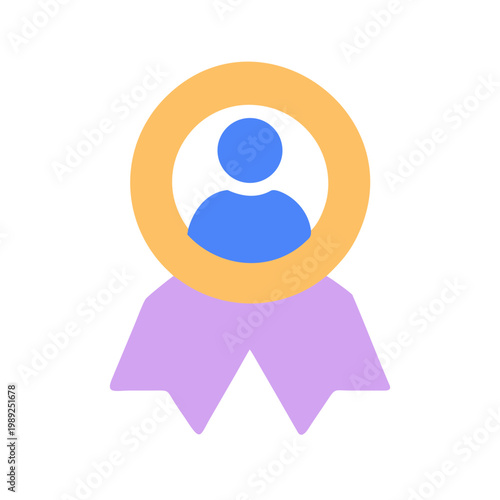 Award badge with a silhouette within a circle and ribbon on a dark background.