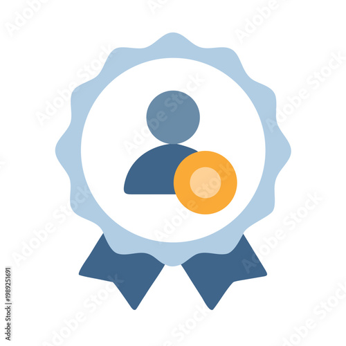Vector graphic of user icon with seal, success, achievement or certification