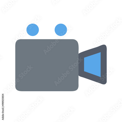 Simple retro video camera icon with flat style on black background