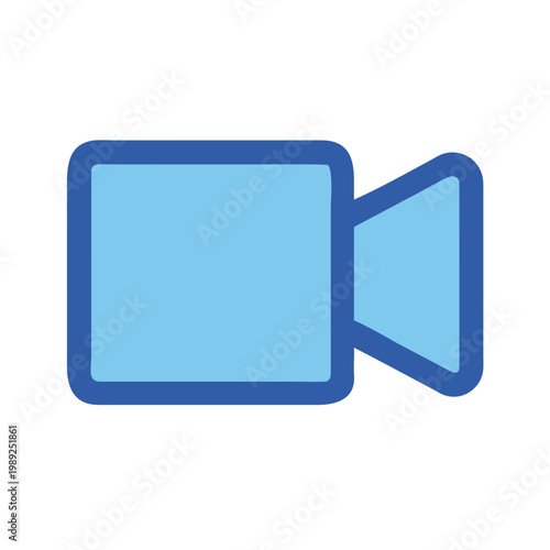 Minimalist light blue video camera icon symbol for social media and design