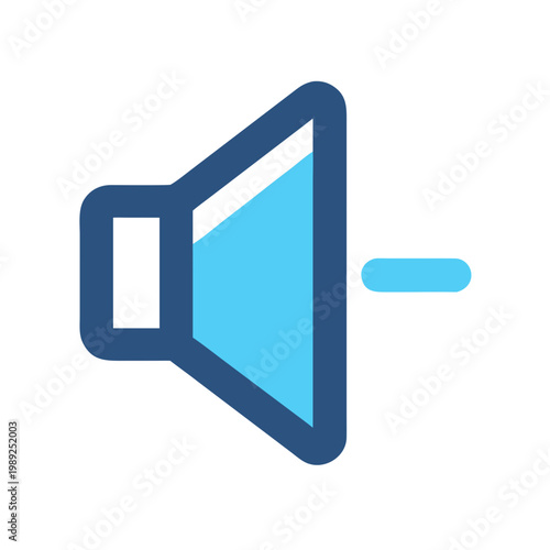 Muted Volume Icon: Simple Blue Illustration on Black Background for Media Controls