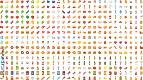 collection of food and drink packaging icons