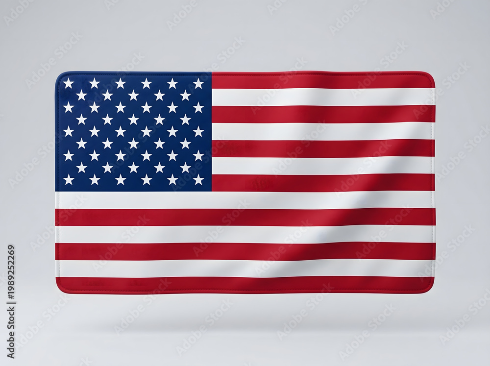 Obraz premium A realistic rendering of the American flag waving against a neutral backdrop